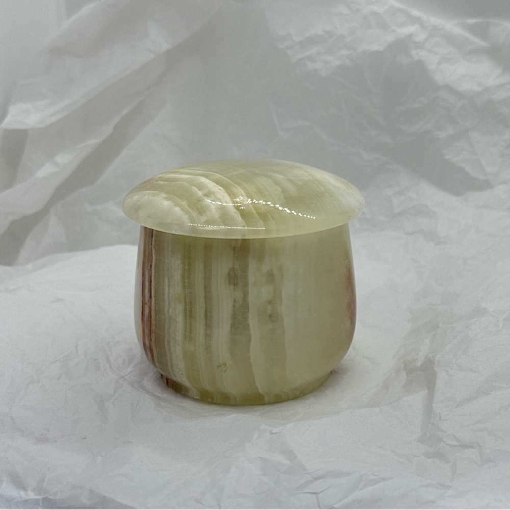 Vintage Natural Onyx Stone Trinket Box with Lid